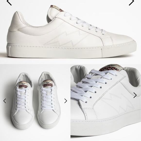 Zadig and Voltaire Low Top Flash Trainers Lighting Bolt Sneakers Unisex - Picture 1 of 16